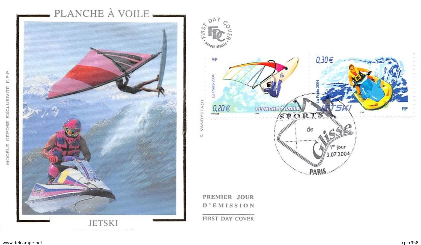 FRANCE.FDC.AM11573.03/07/2004.Cachet Paris.Jetski.Sports De Glisse.Planche à Voile - 2000-2009