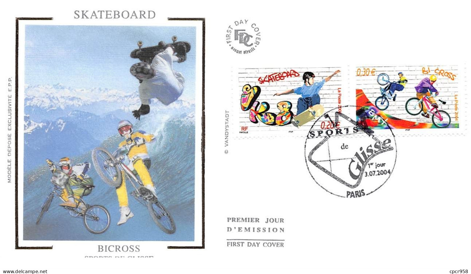 FRANCE.FDC.AM11571.03/07/2004.Cachet Paris.Bicross.Sports De Glisse.Skateboard - 2000-2009