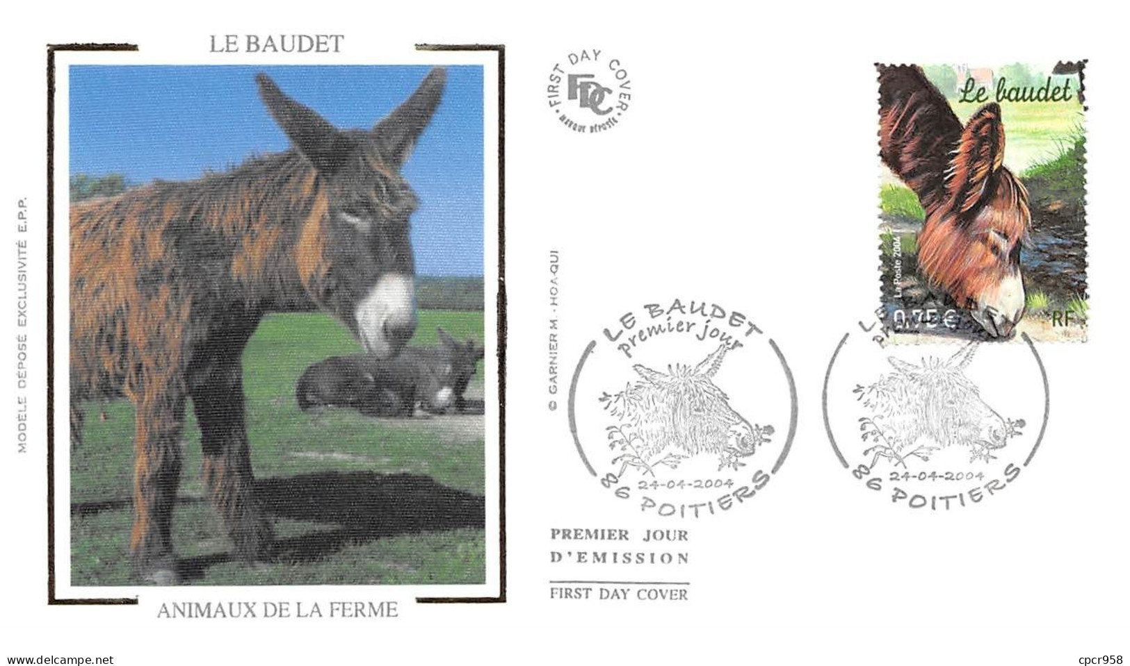 FRANCE.FDC.AM11541.24/04/2004.Cachet Poitiers.Animaux De La Ferme.Le Baudet - 2000-2009