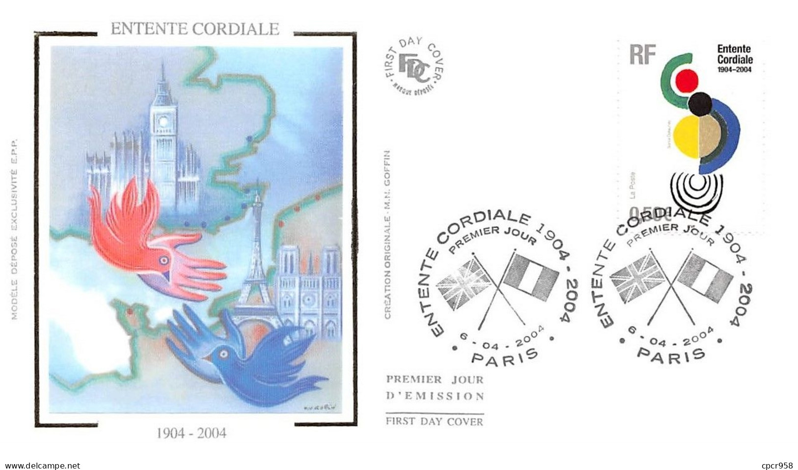 FRANCE.FDC.AM11537.06/04/2004.Cachet Paris.Portraits De Régions.Entente Cordiale 1904-2004 - 2000-2009