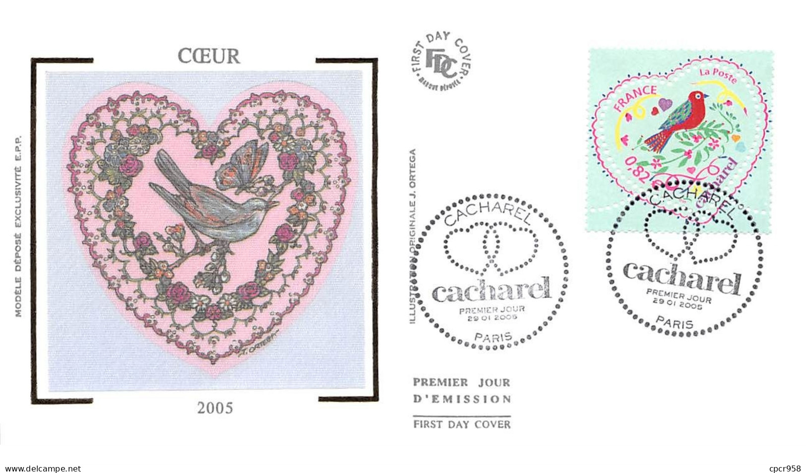 FRANCE.FDC.AM11418.29/01/2005.Cachet Paris.Coeur 2005 - 2000-2009