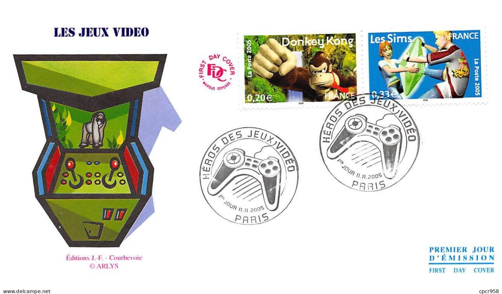 FRANCE.FDC.AM11407.11/11/2005.Cachet Paris.Les Jeux Vidéo.Donkey Kong.Les Sims - 2000-2009