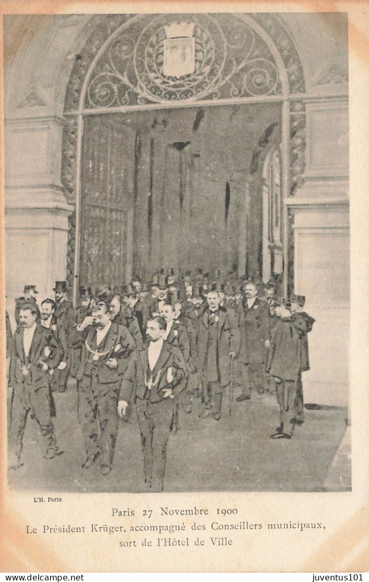 CPA Paris-Président Krüger Accompagné Des Conseillers Municipaux Sort De L'hôtel De Ville-Boer    L2883 - Politicians & Soldiers