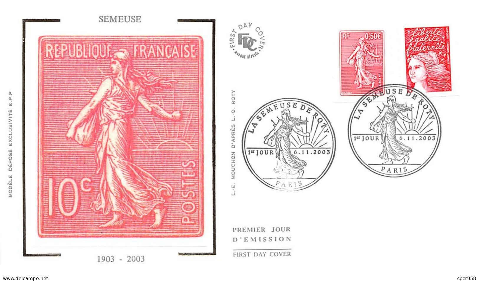 FRANCE.FDC.AM11659.06/11/2003.Cachet Paris.Semeuse 1903-2003 - 2000-2009