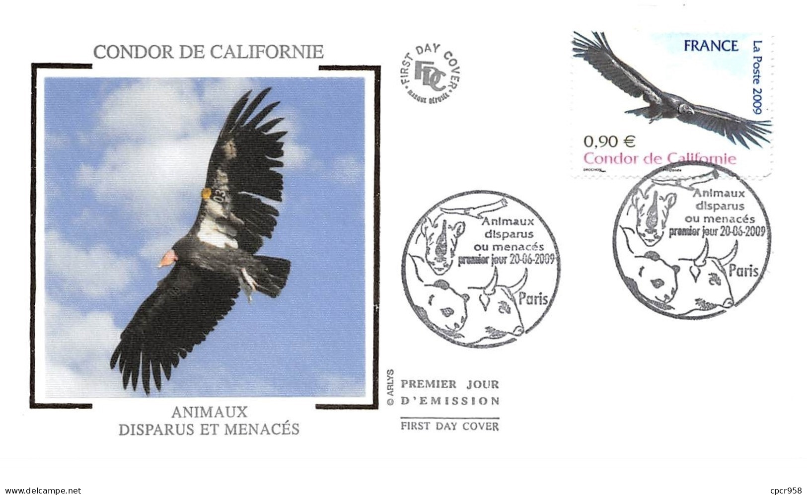 FRANCE. FDC.n°208714. 20/06/2009. Cachet Paris. Animaux Disparus Ou Menacés. Condor De Californie - 2000-2009
