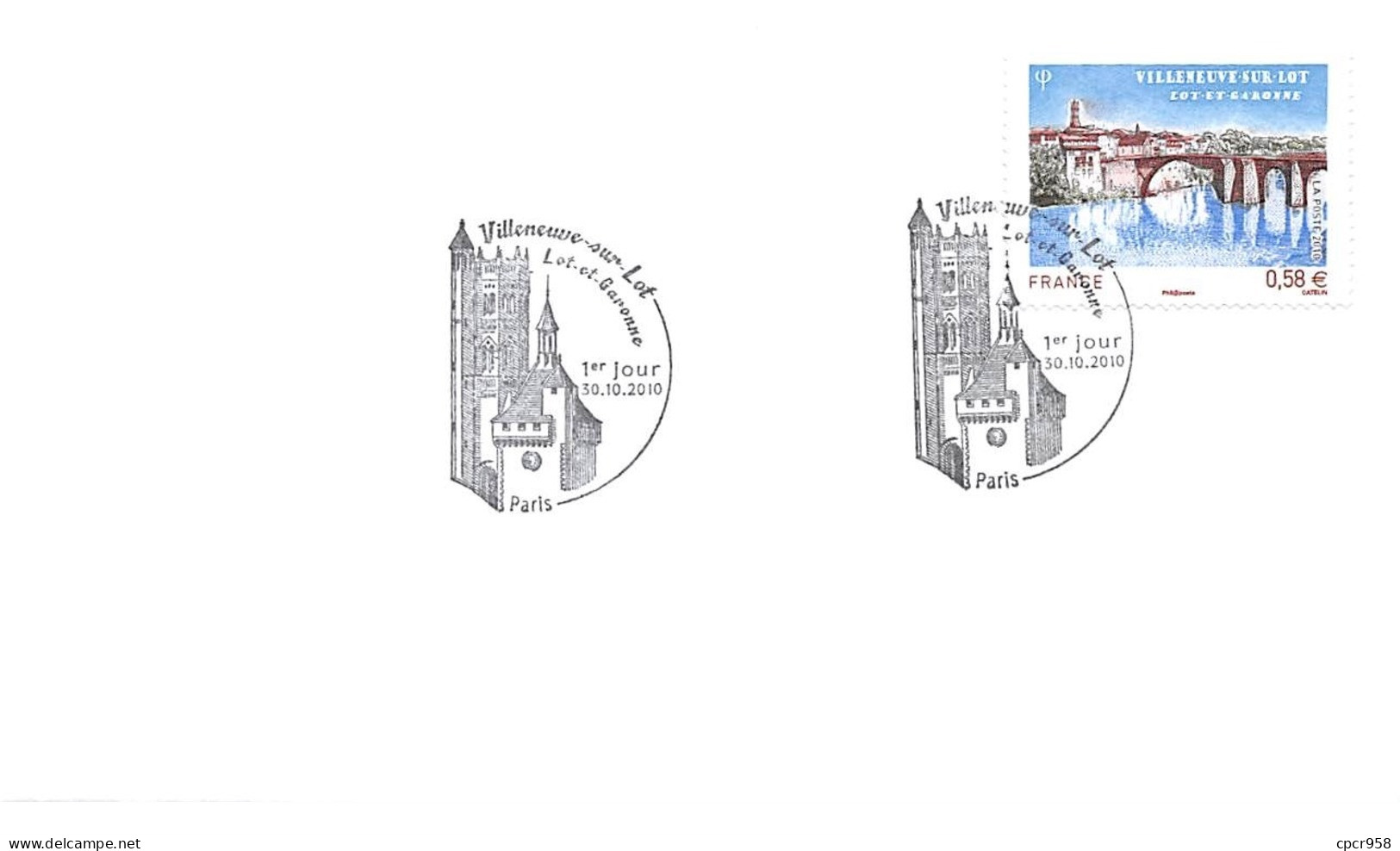 FRANCE. FDC.n°208790. 30/10/2010. Cachet Paris. Villeneuve Sur Lot - 2010-2019