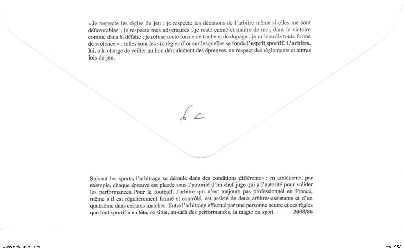 FRANCE. FDC.n°208539. 4/10/2008. Cachet Courneuve. Arbitrage Et Esprit Sportif - 2000-2009