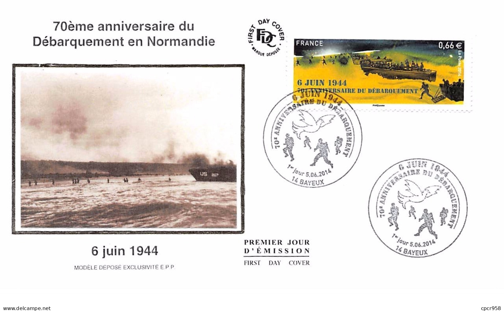 FRANCE. FDC. N°208449. 5/06/2014. Cachet Bayeux. 70ème Anniversaire Du Débarquement Normandie. - 2010-2019