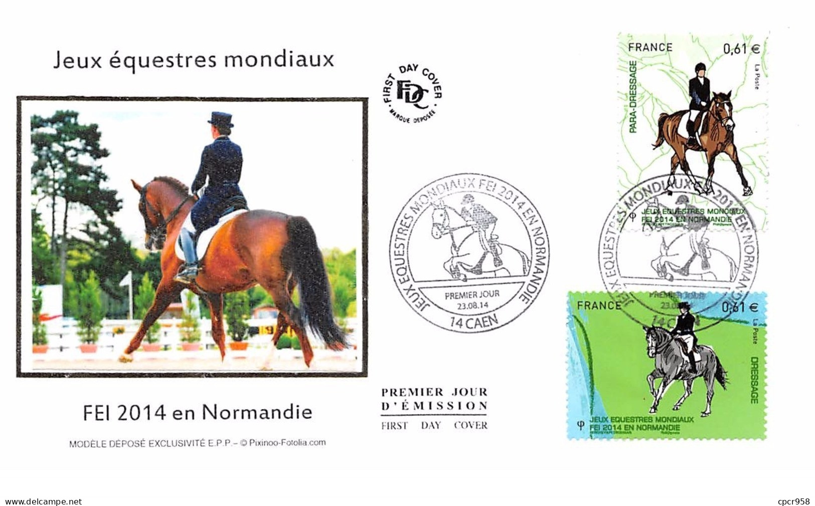 FRANCE. FDC. N°208388. 23/08/2014. Cachet Caen. Jeux Equestres Mondiaux. FEI 2014 Normandie - 2010-2019