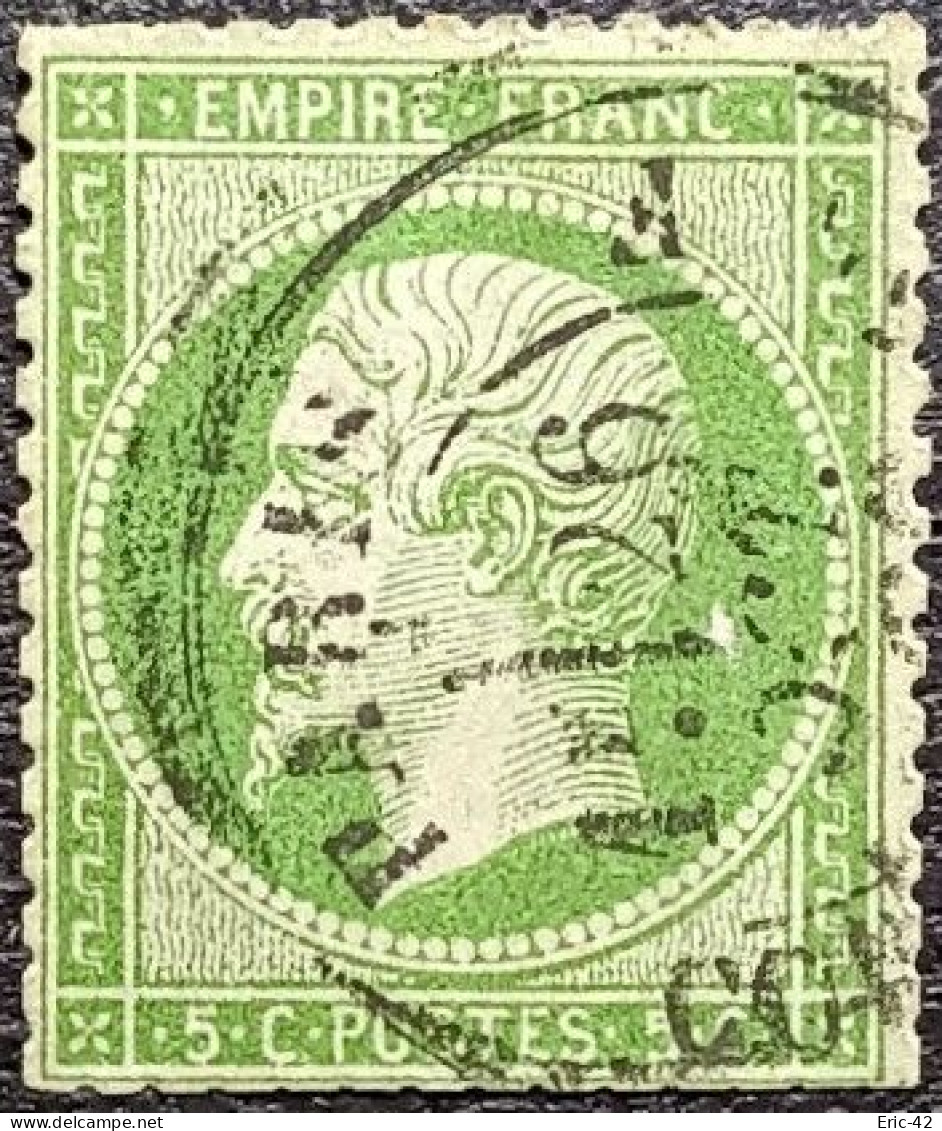 N°20. Napoléon 5c Vert Foncé. Oblitéré CàD Paris - 1862 Napoleon III