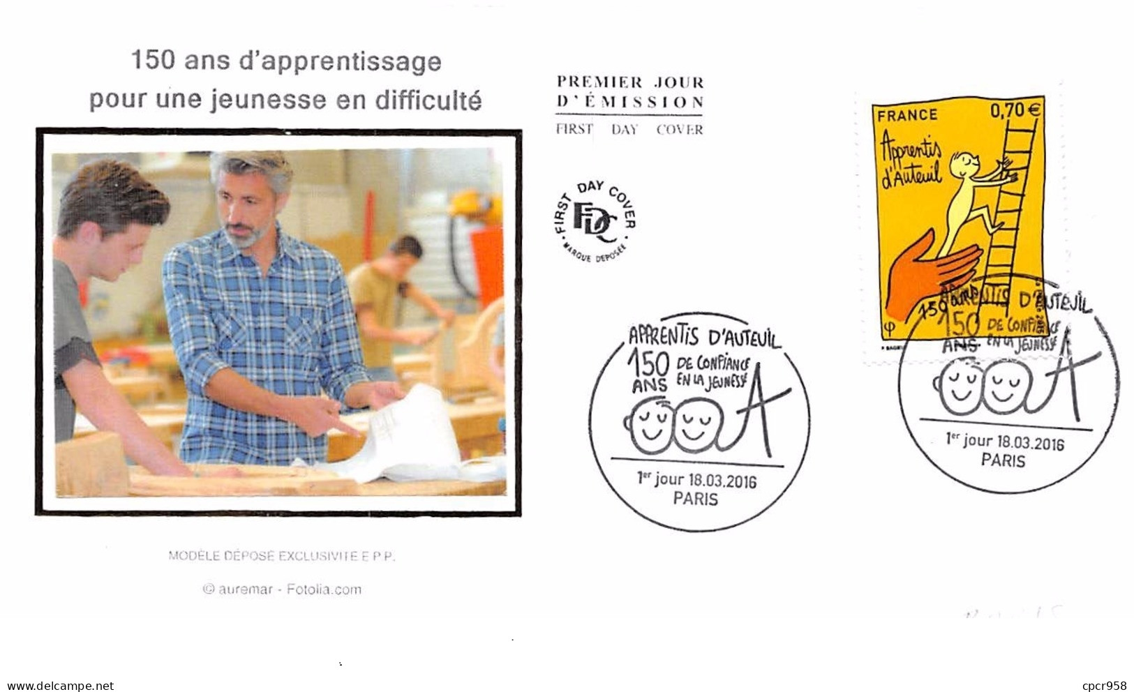 FRANCE. FDC. N°206953. 18/03/2016. Cachet Paris. Apprentissage  Jeunesse  Difficulté.apprentis D'auteil. - 2010-2019