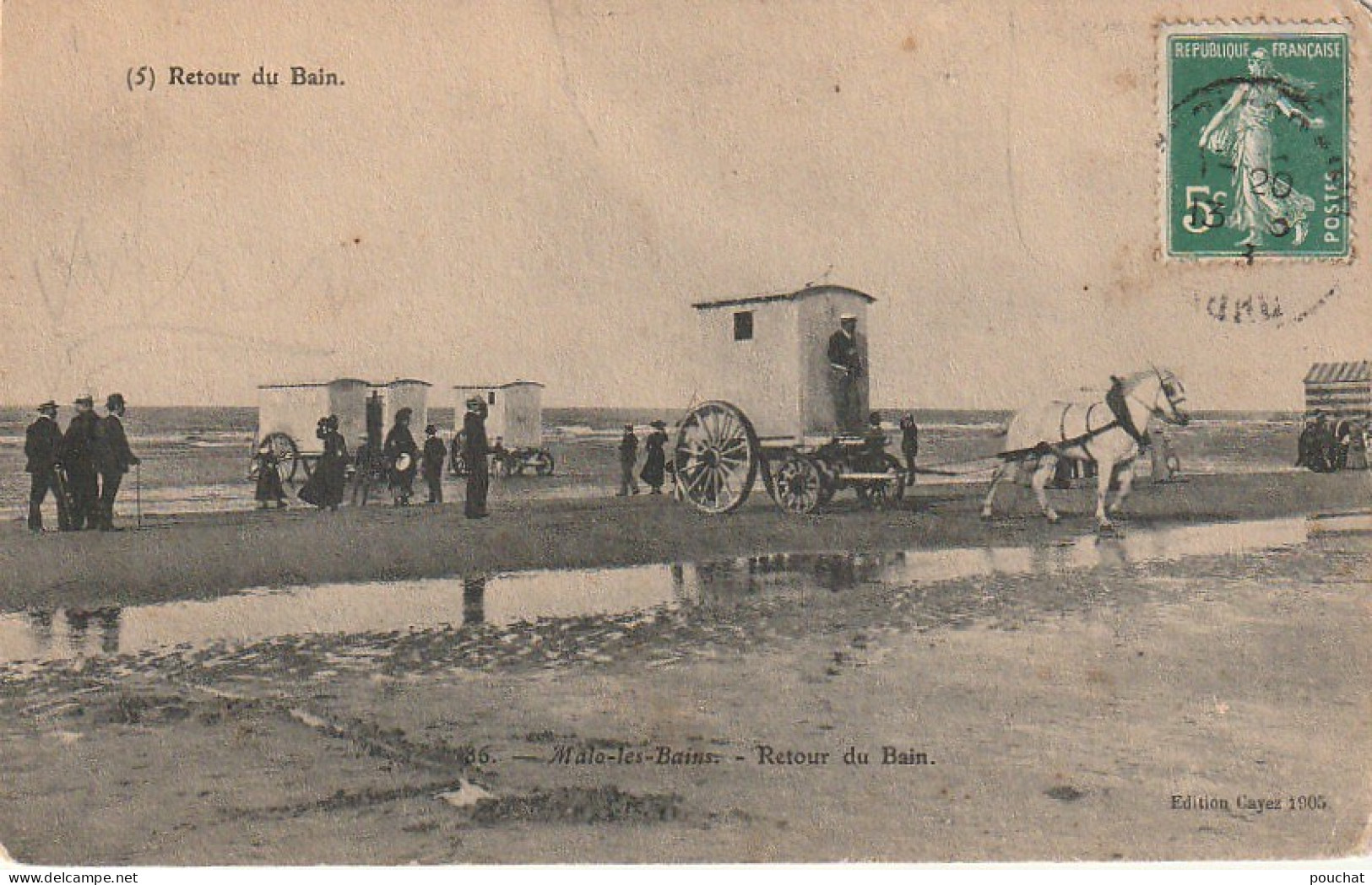 ZY 79-(59) MALO LES BAINS - RETOUR DU BAIN - ATTELAGE - CABINES - 2 SCANS - Malo Les Bains