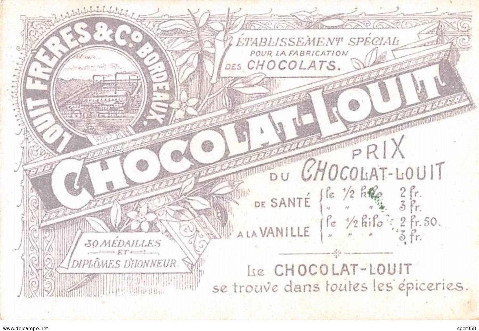 Chromos.AM15246.7x10 Cm Environ.Chocolat Louit.Chaise à Porteur.Femme Noire - Louit