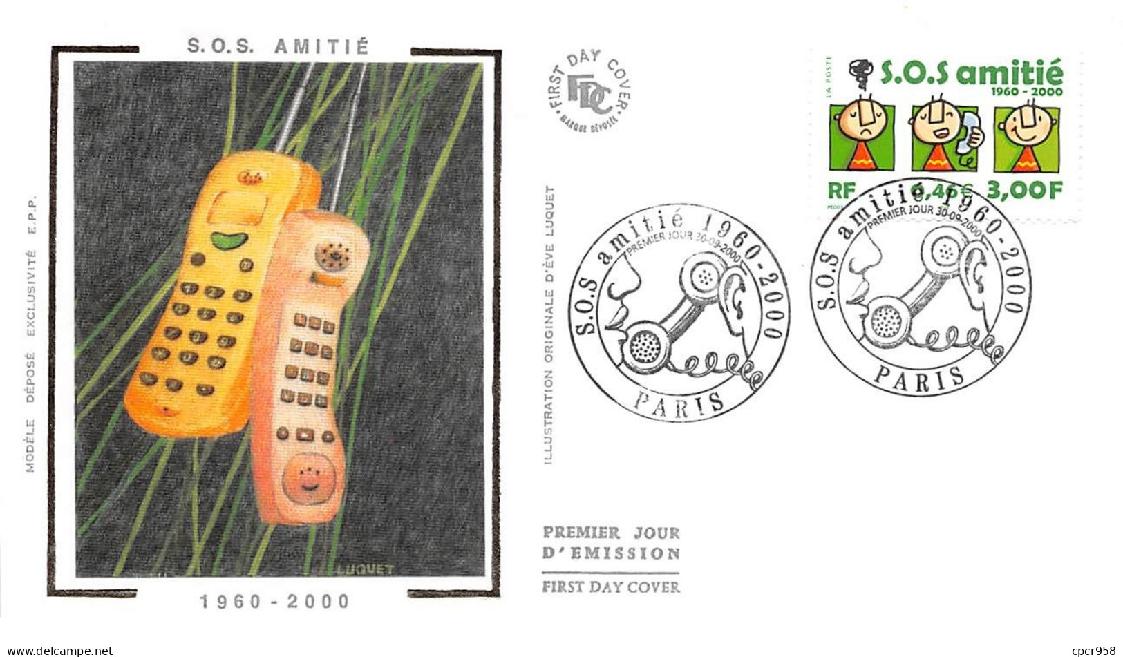 FRANCE.FDC.AM11963.30/09/2000.Cachet Paris.SOS Amitié.1960-2000 - 2000-2009