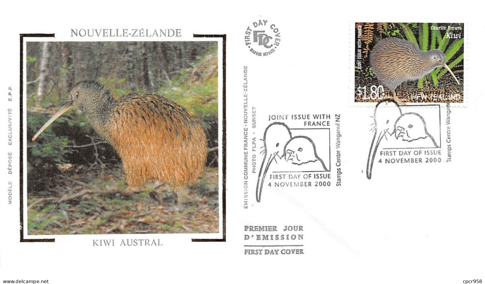 FRANCE.FDC.AM11970.04/11/2000.Nouvelle-Zélande.Kiwi Austral - 2000-2009