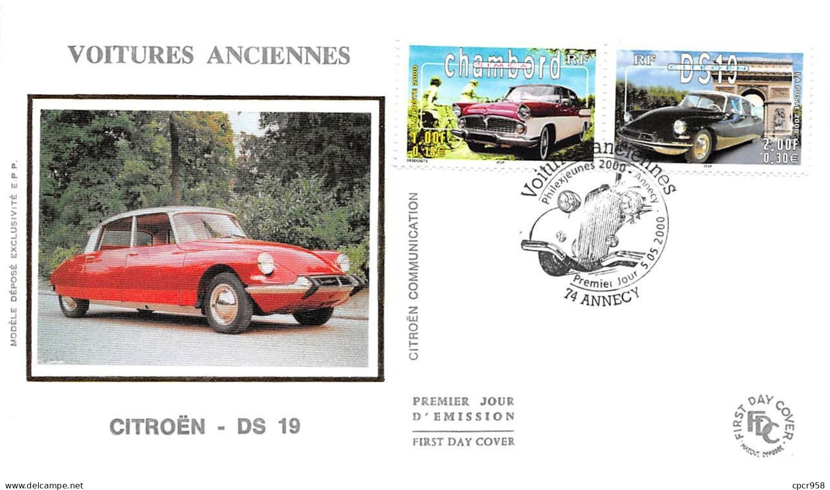 FRANCE.FDC.AM11927.05/05/2000.Cachet Annecy.Voitures Anciennes.Citroën-DS 19 - 2000-2009