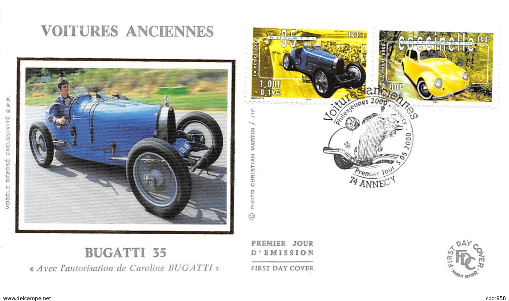 FRANCE.FDC.AM11924.05/05/2000.Cachet Annecy.Voitures Anciennes.Bugatti 35 - 2000-2009