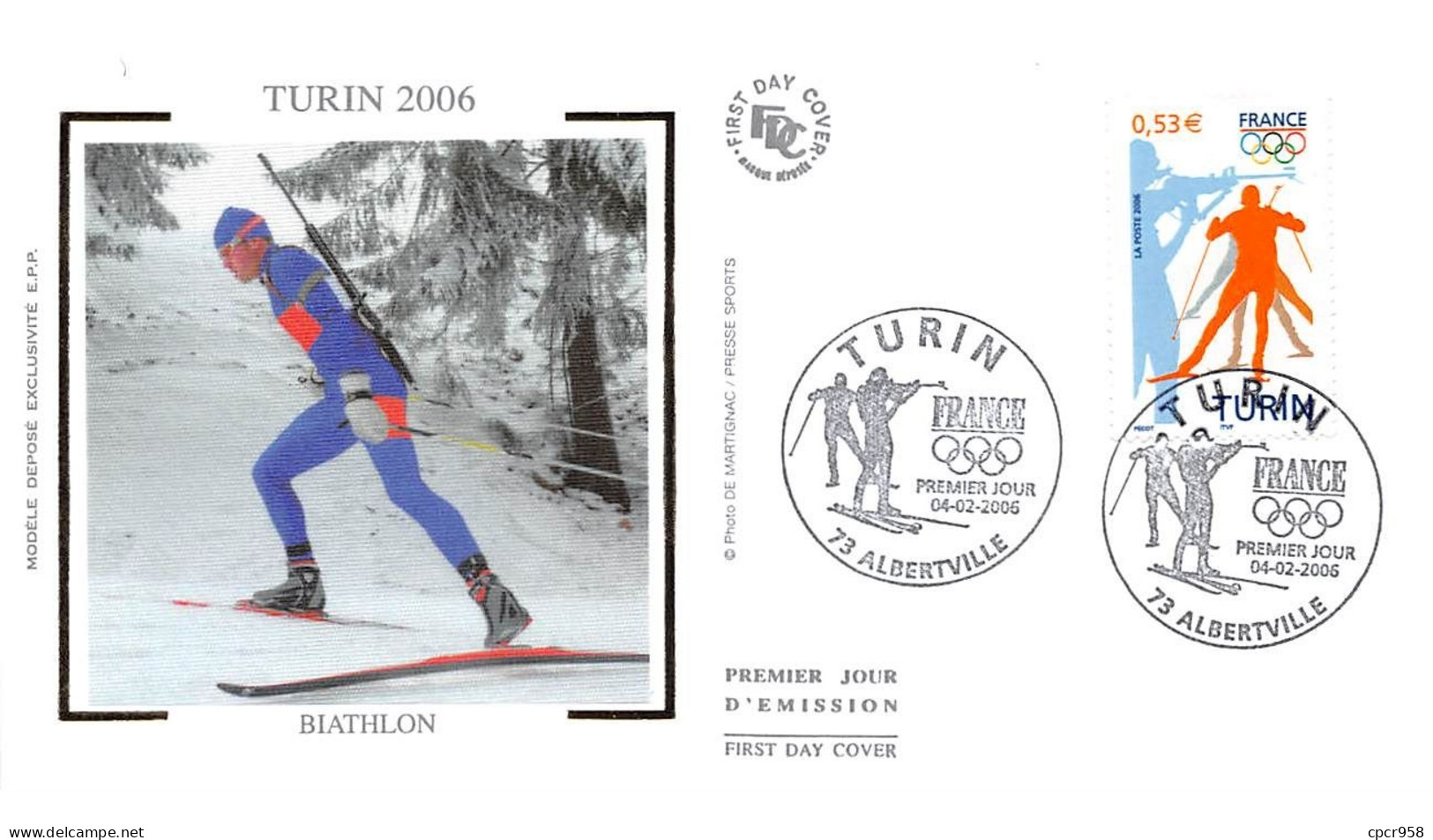 FRANCE.FDC.AM11305.04/02/2006.Cachet Alberville.JO Turin 2006.Biathlon - 2000-2009