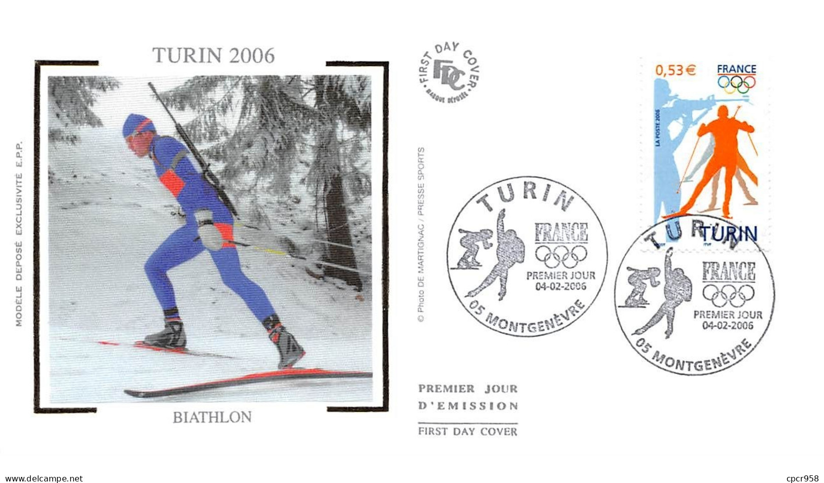 FRANCE.FDC.AM11304.04/02/2006.Cachet Montgenèvre.JO Turin 2006.Biathlon - 2000-2009