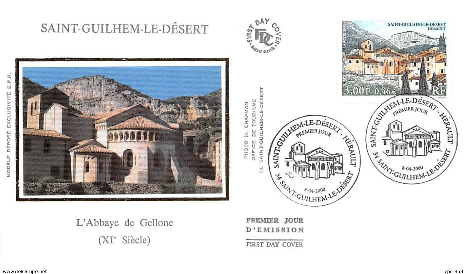 FRANCE.FDC.AM11917.08/04/2000.Cachet Saint-Guilhem-le-Désert.L'Abbaye De Gellone - 2000-2009