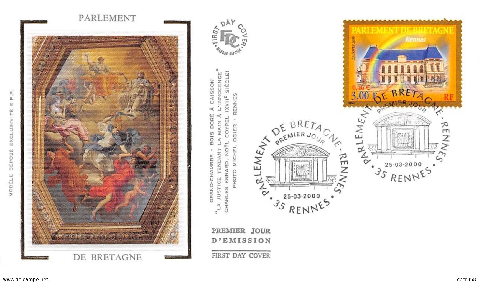 FRANCE.FDC.AM11914.25/03/2000.Cachet Rennes.Parlement De Bretagne - 2000-2009