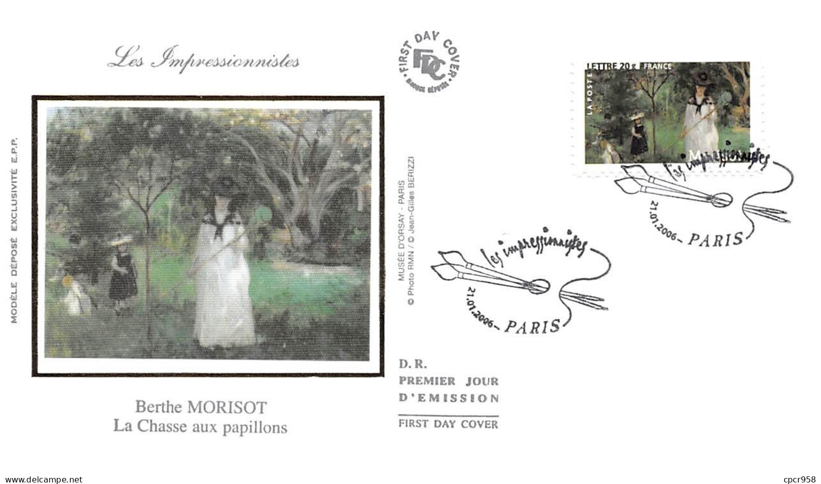 FRANCE.FDC.AM11294.21/01/2006.Cachet Paris.Les Impressionnistes.Berthe Morisot.La Chasse Aux Papillons - 2000-2009