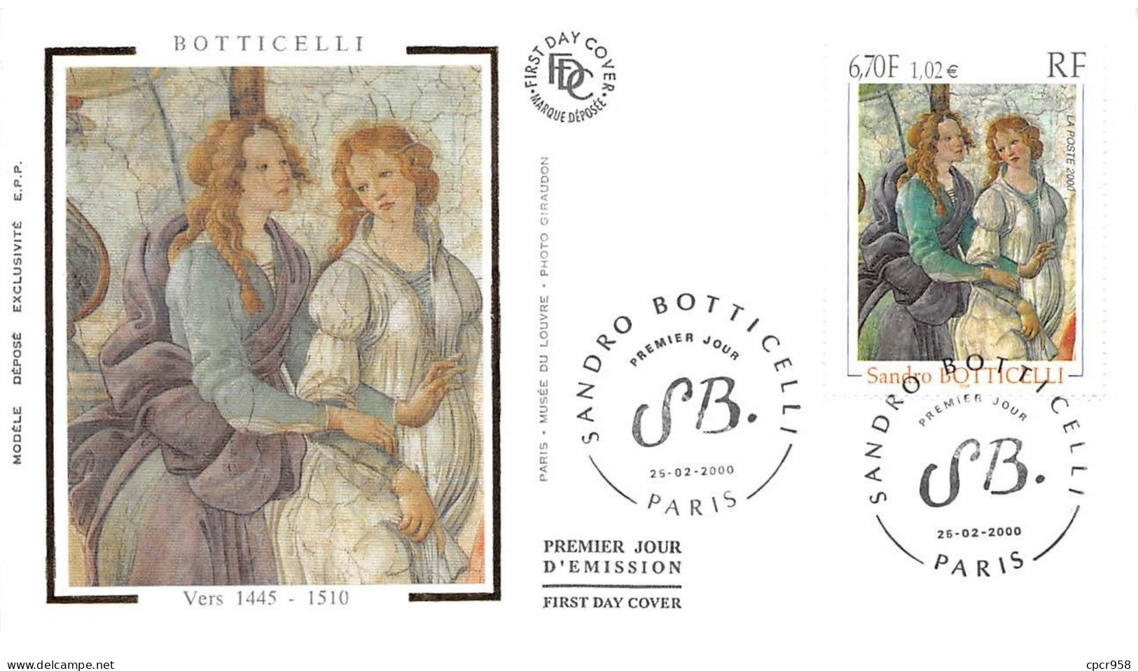 FRANCE.FDC.AM11908.25/02/2000.Cachet Paris.Botticelli.Vers 1445-1510 - 2000-2009
