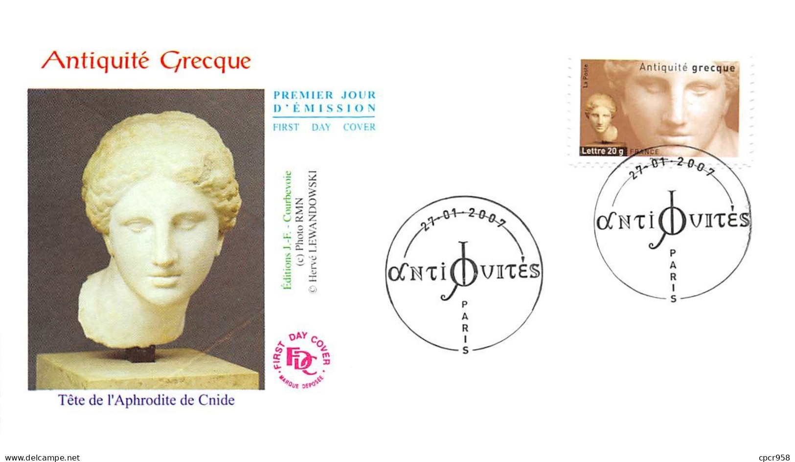 FRANCE.FDC.AM11286.27/01/2007.Cachet Paris.Antiquité Grecque.Tête De L'Aphrodite De Cnide - 2000-2009