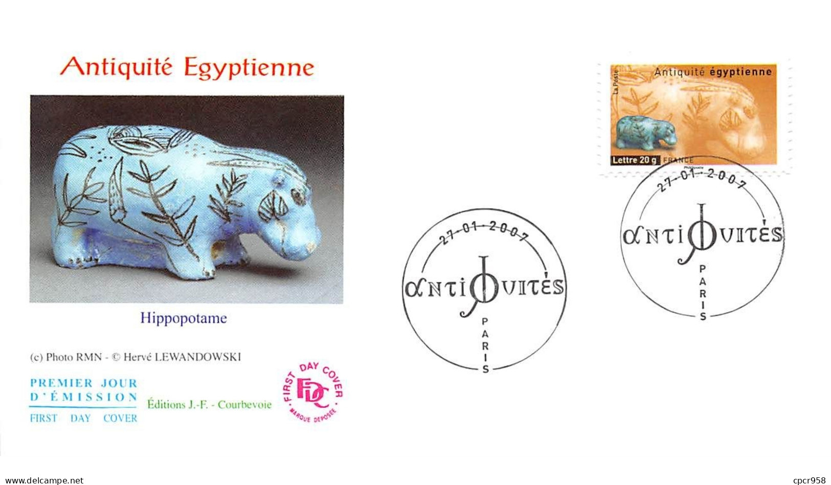 FRANCE.FDC.AM11285.27/01/2007.Cachet Paris.Antiquité Egyptienne.Hippopotame - 2000-2009