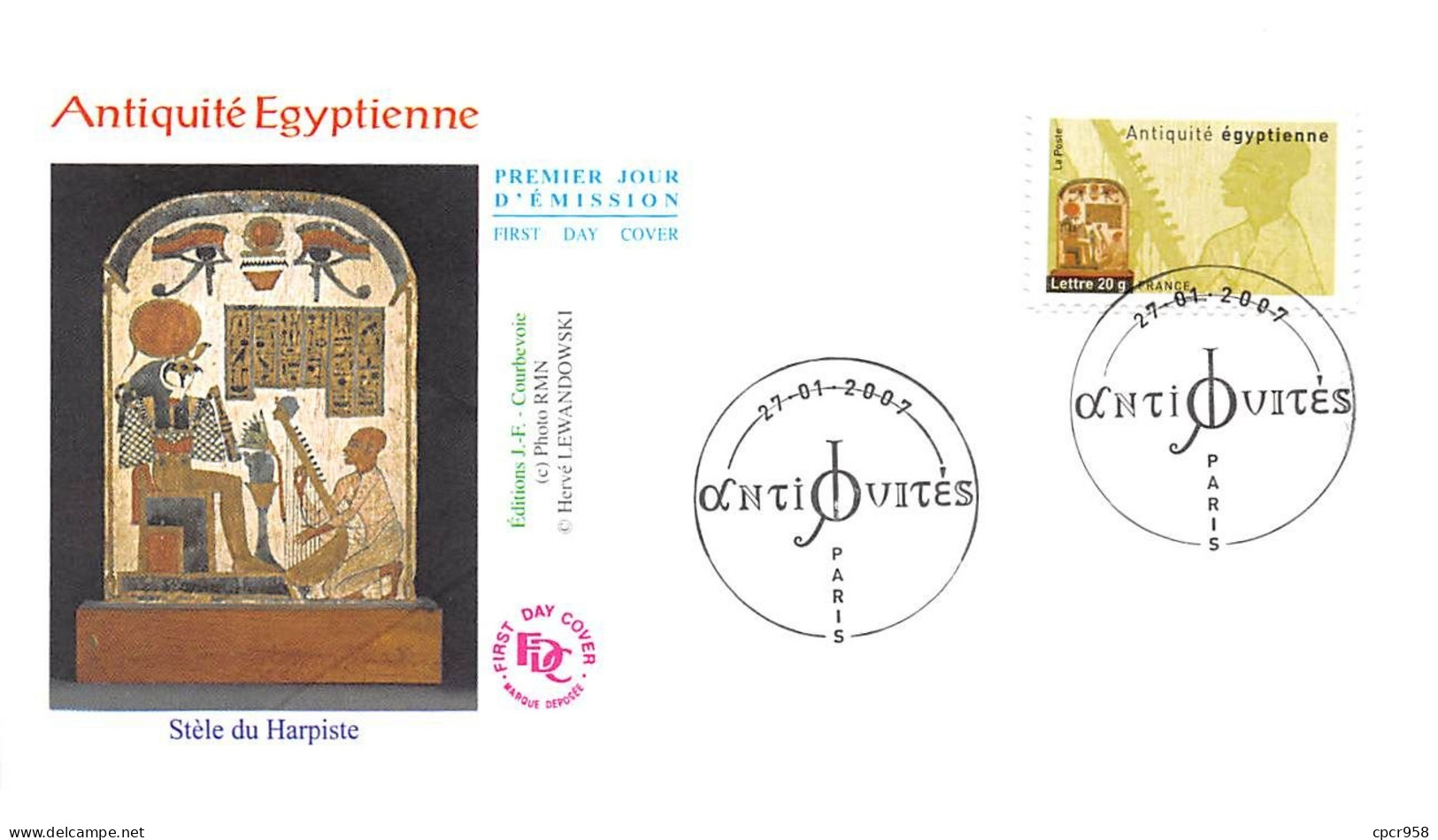 FRANCE.FDC.AM11281.27/01/2007.Cachet Paris.Antiquité Egyptienne.Stèle Du Harpiste - 2000-2009