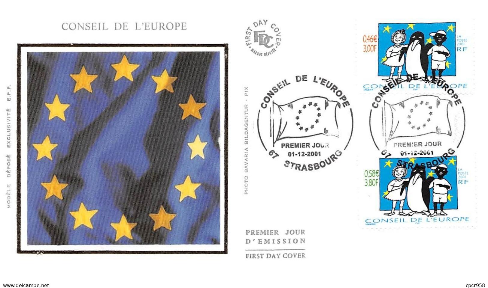 FRANCE.FDC.AM11896.01/12/2001.Cachet Strasbourg.Conseil De L'Europe - 2000-2009