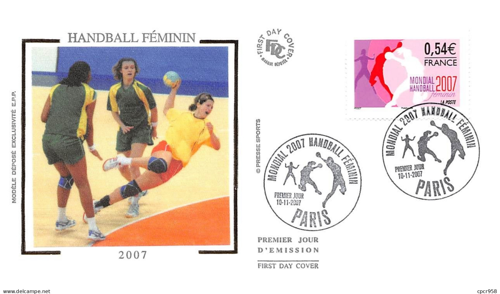FRANCE.FDC.AM11238.10/11/2007.Cachet Paris.Handball Féminin.2007 - 2000-2009