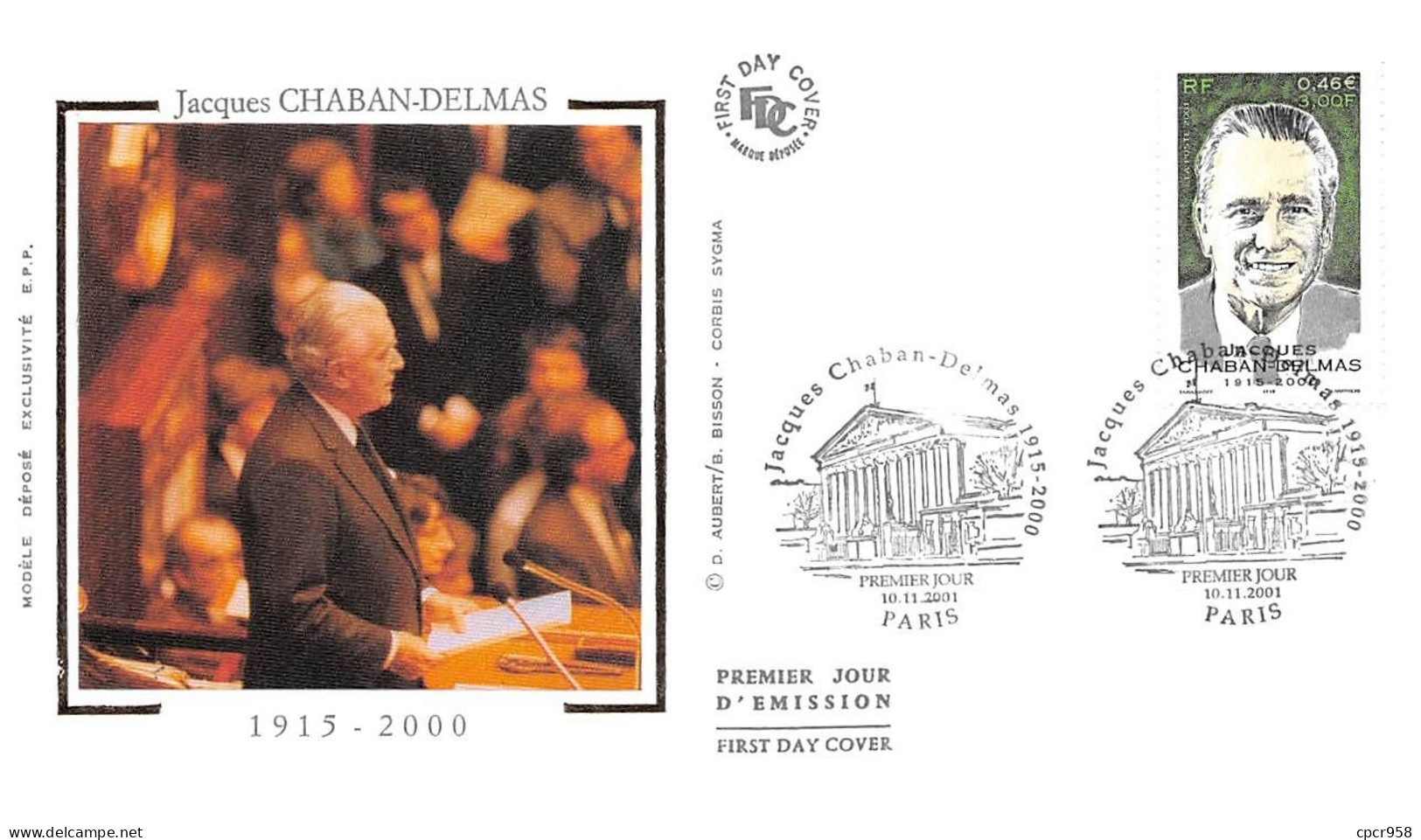 FRANCE.FDC.AM11893.10/11/2001.Jacques Chaban-Delmas.1915-2000 - 2000-2009
