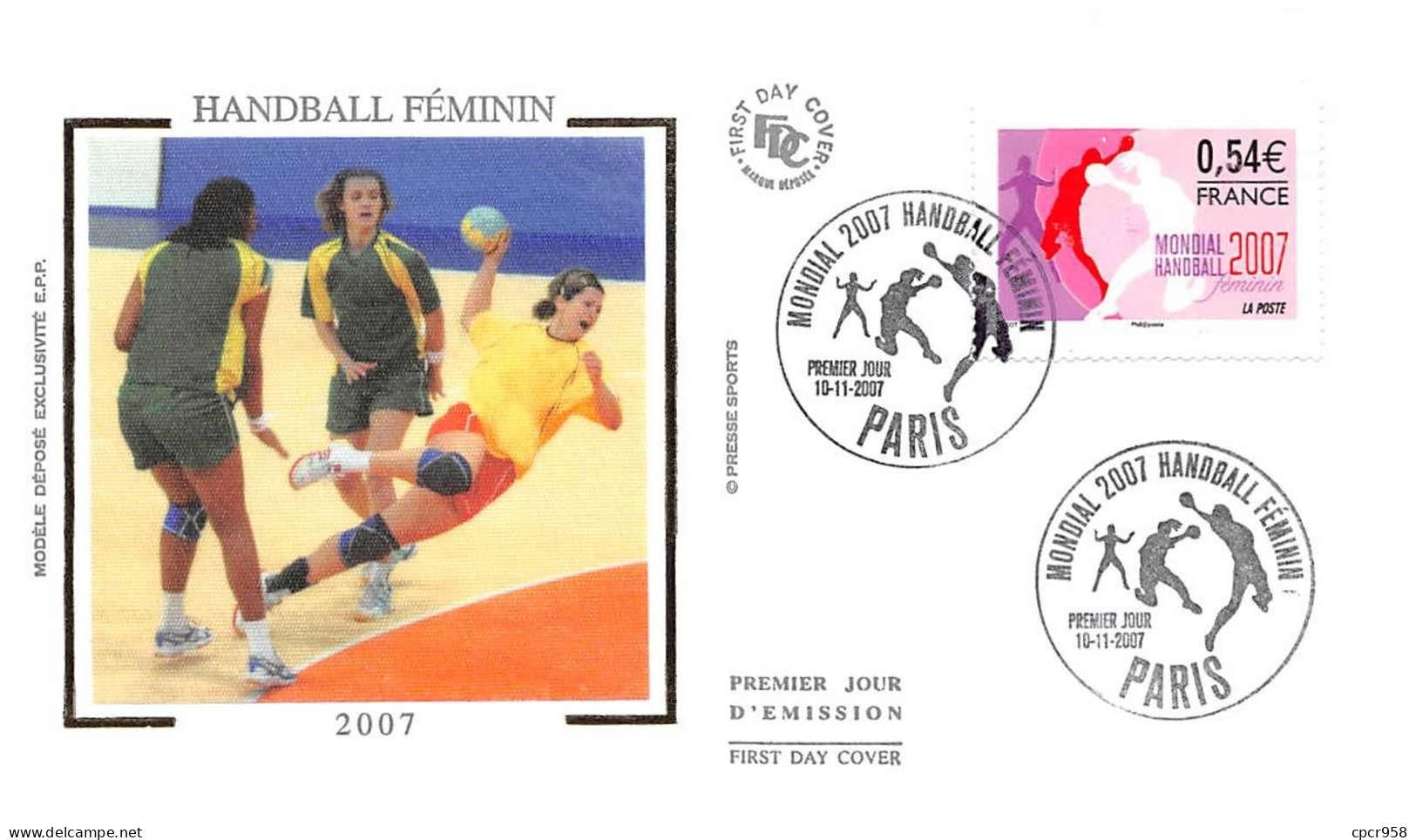 FRANCE.FDC.AM11237.10/11/2007.Cachet Paris.Handball Féminin.2007 - 2000-2009