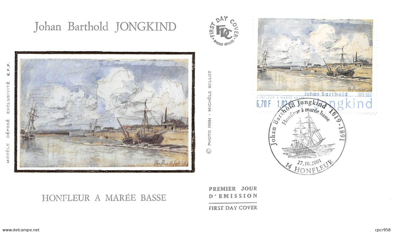 FRANCE.FDC.AM11886.27/10/2001.Cachet Honfleur.Johan Barthold Jongkind.Honfleur à Marée Basse - 2000-2009