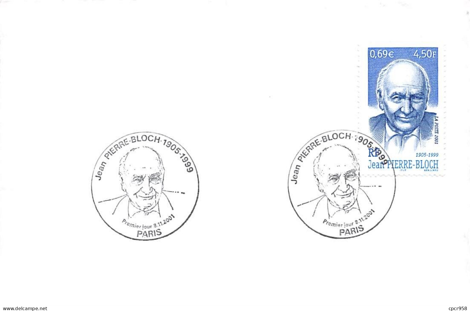 FRANCE.FDC.AM11881.08/11/2001.Cachet Paris.Jean-Pierre Bloch.1905-1999 - 2000-2009