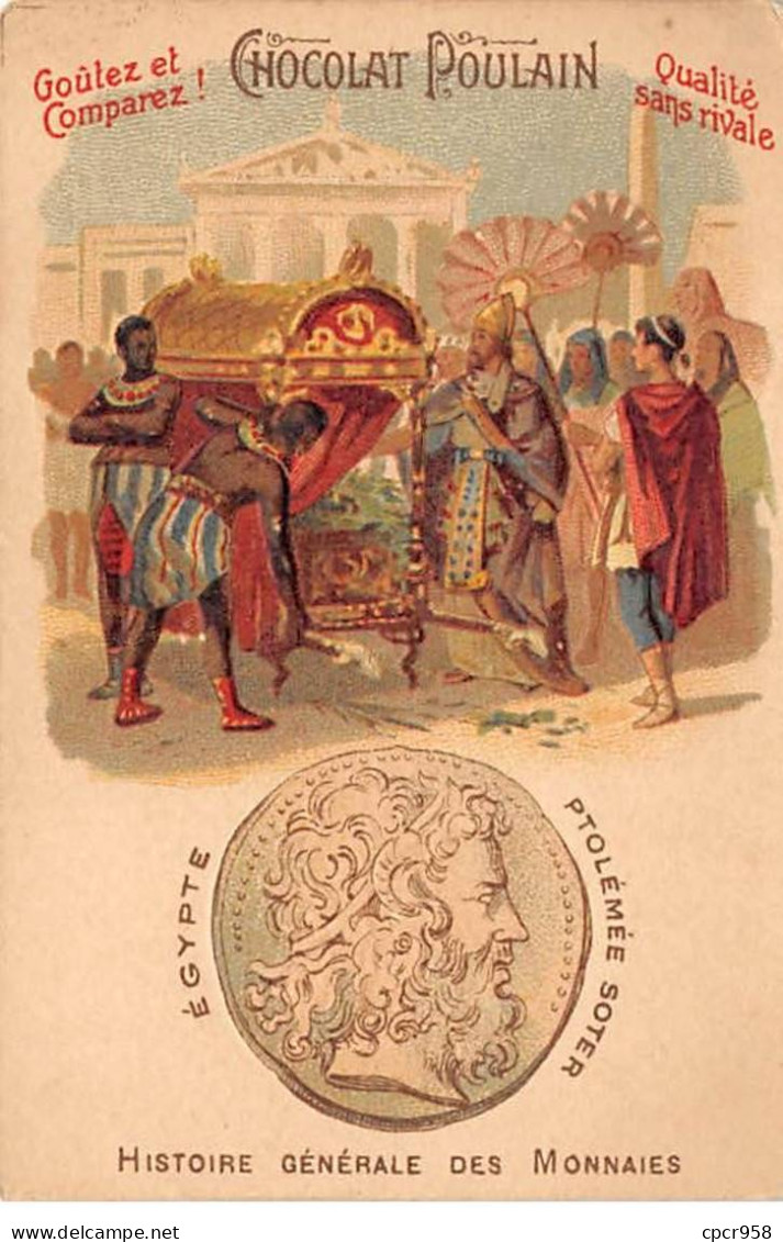 Chromos.AM14515.6x9 Cm Environ.Poulain.Histoire Générale Des Monnaies.N°13.Egypte.Ptolémée Soter - Poulain