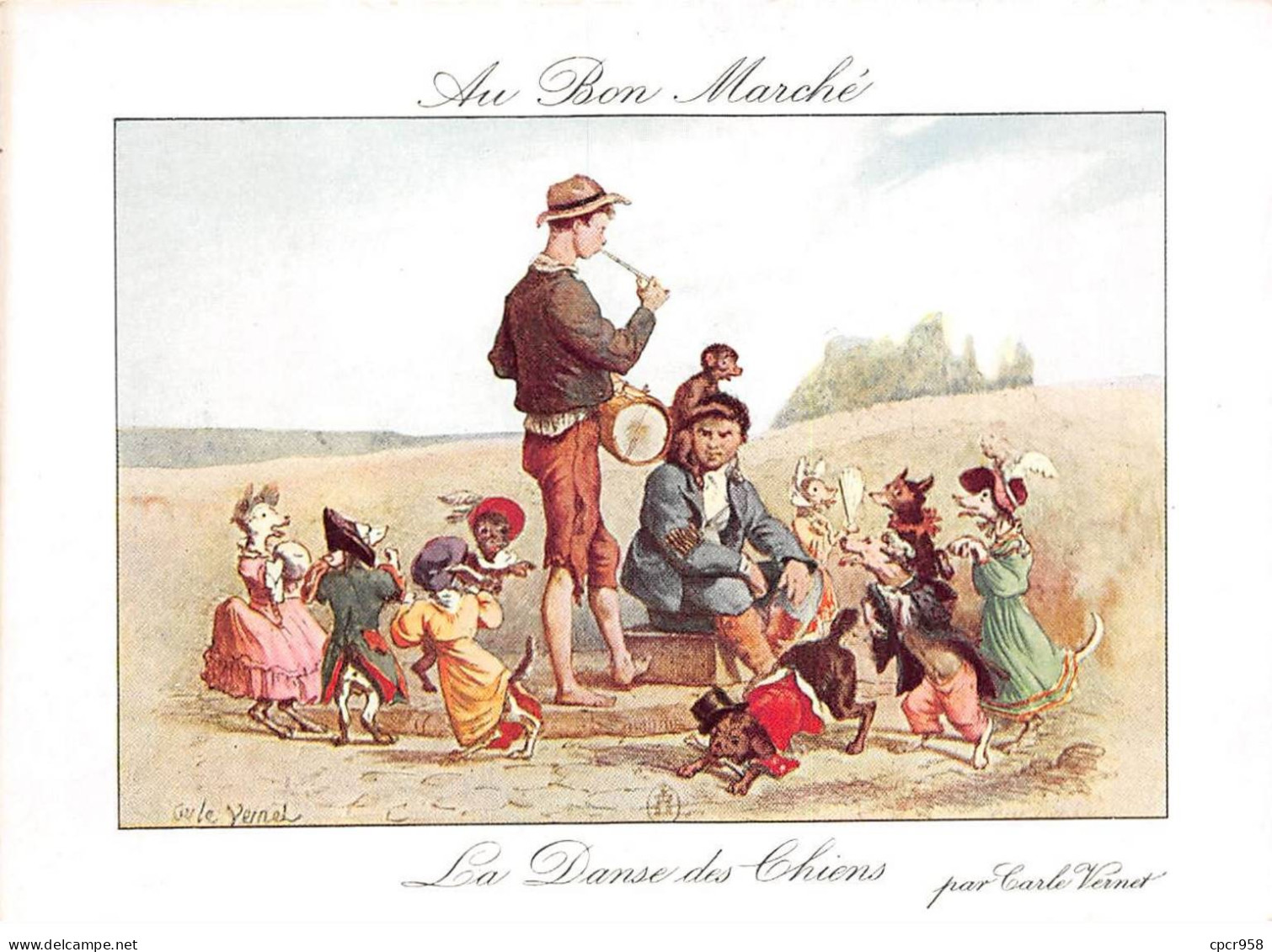 Chromos.AM15453.16x11 Cm Environ.Au Bon Marché.La Danse Des Chiens Par Carle Vernet - Au Bon Marché