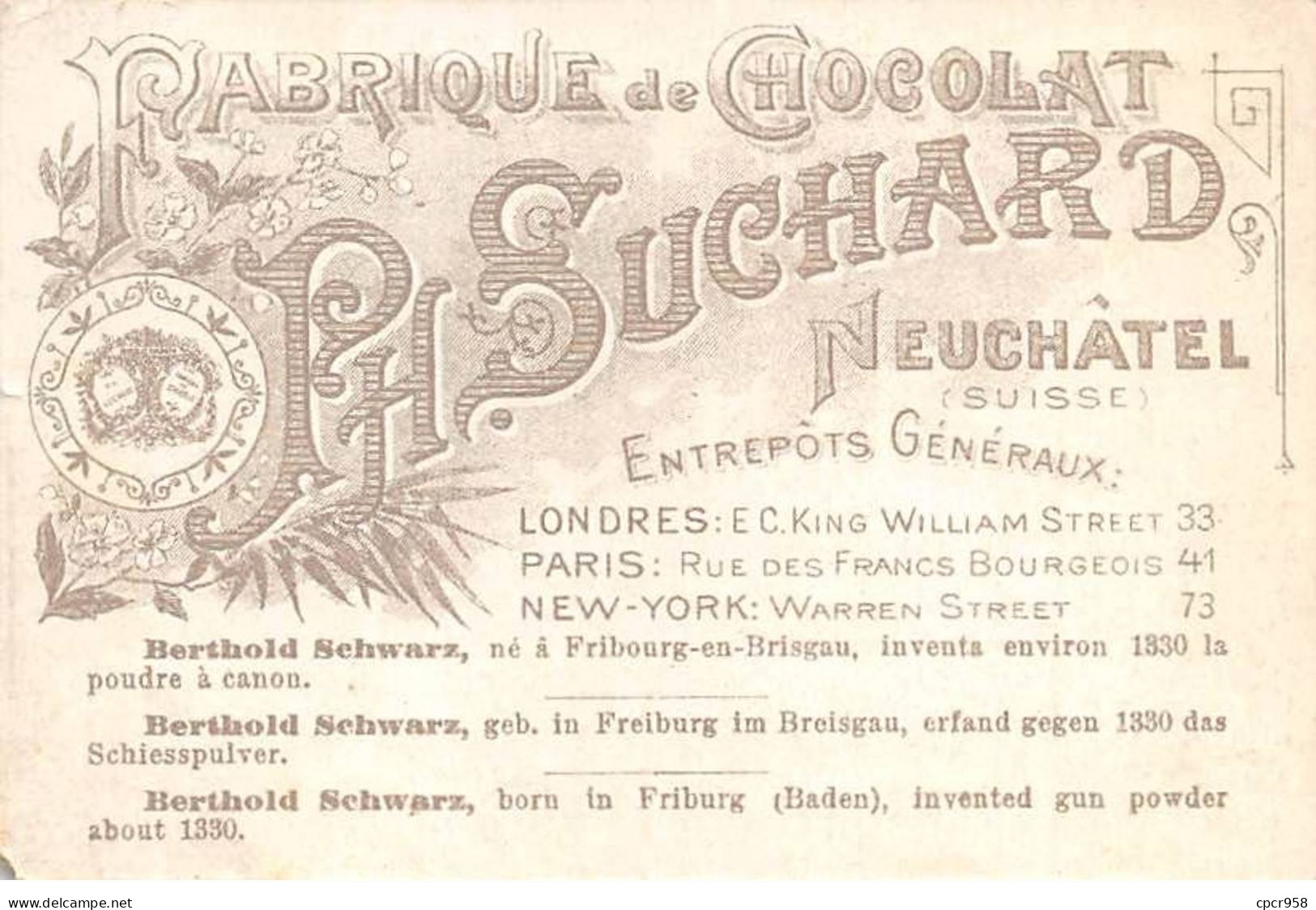 Chromos.AM14830.6x9 Cm Environ.Chocolat Suchard.Berthold Schwarz - Suchard