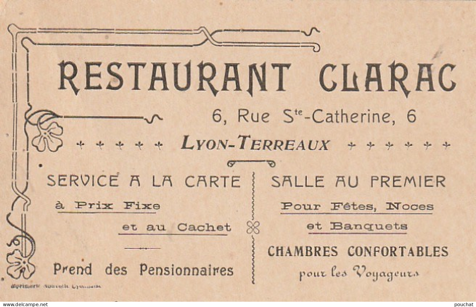 ZY 80-(69) RESTAURANT CLARAC , LYON TERREAUX - CARTE DE VISITE  - Visitekaartjes