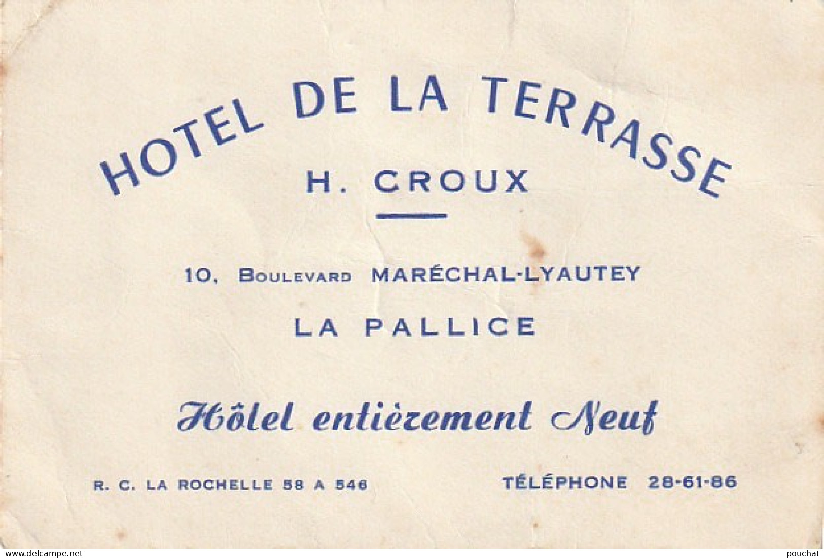 ZY 80-(17) HOTEL DE LA TERRASSE , H. CROUX , LA PALLICE - CARTE DE VISITE - Visitekaartjes