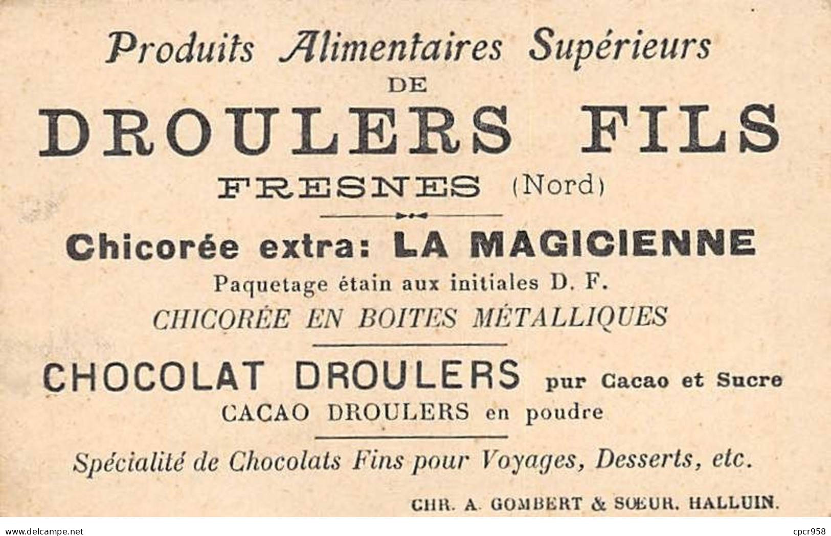 Chromos.AM14729.6x9 Cm Environ.Chicorée "La Magicienne".Transport En Algérie - Tè & Caffè