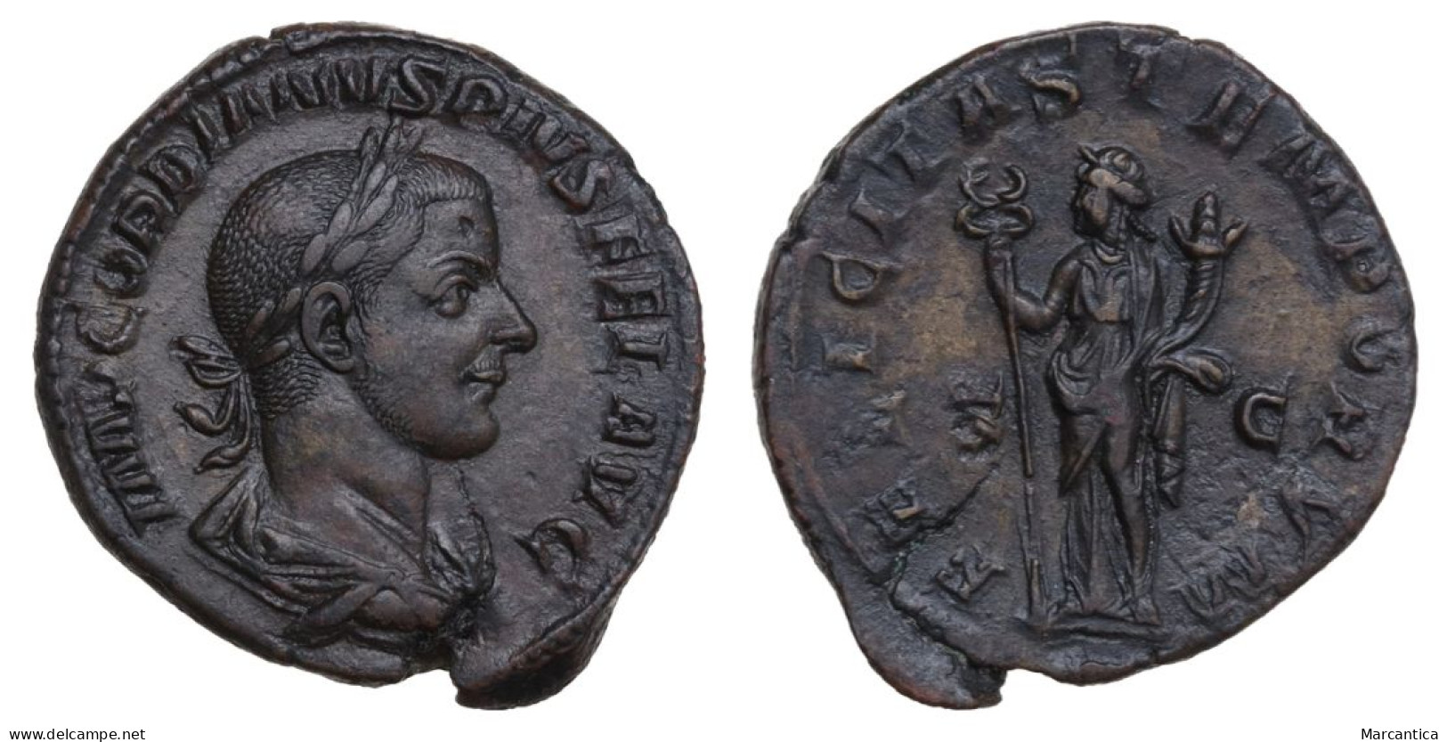 CCG Certified! Gordian III Æ Sestertius. Rome, AD 240-244. FELICITAS TEMPORVM. - Der Soldatenkaiser (die Militärkrise) (235 / 284)