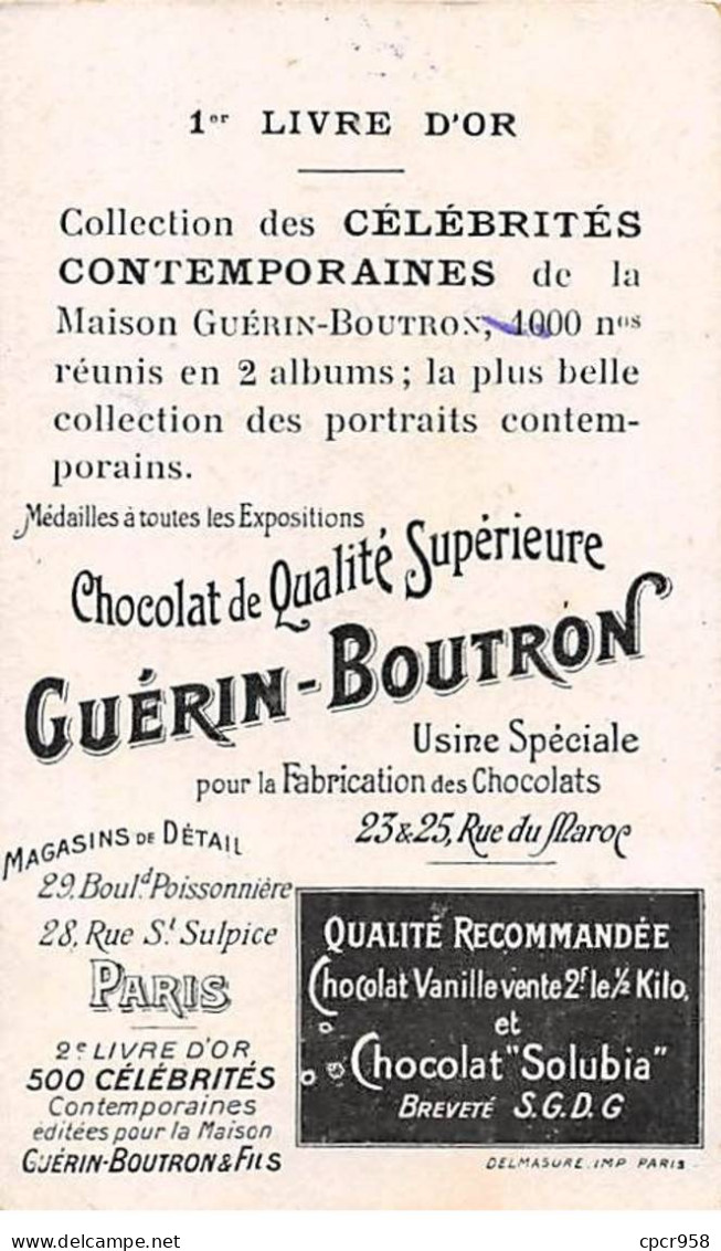 Chromos.AM15956.6x10 Cm Environ.Guérin-Boutron.Chocolat.Célébrités Contemporaines.N°389.Edouard Drumont.Ecrivain - Guérin-Boutron