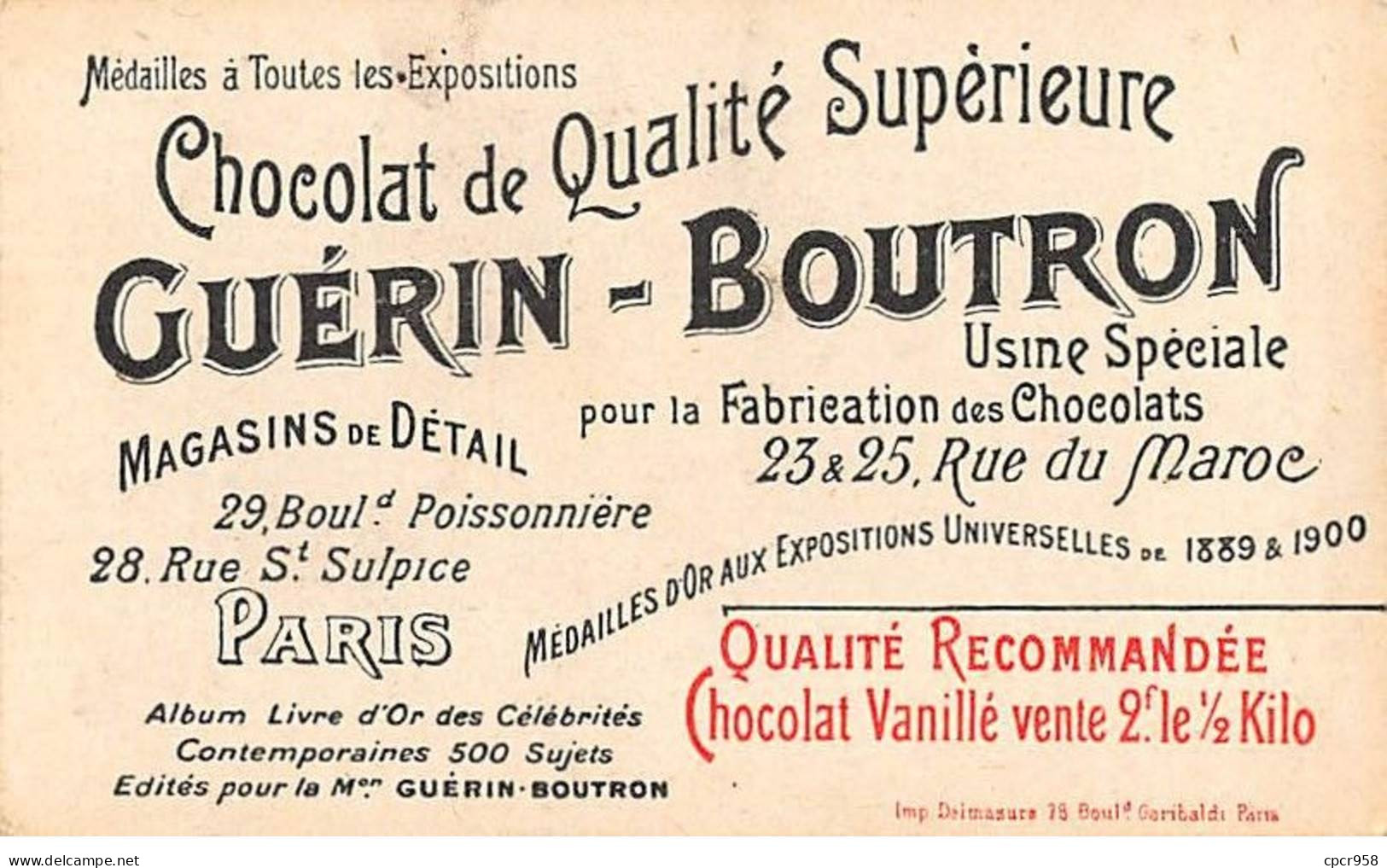 Chromos.AM15957.6x10 Cm Environ.Guérin-Boutron.Chocolat.Célébrités Contemporaines.N°215.De Neuville.Artiste Peintre - Guérin-Boutron