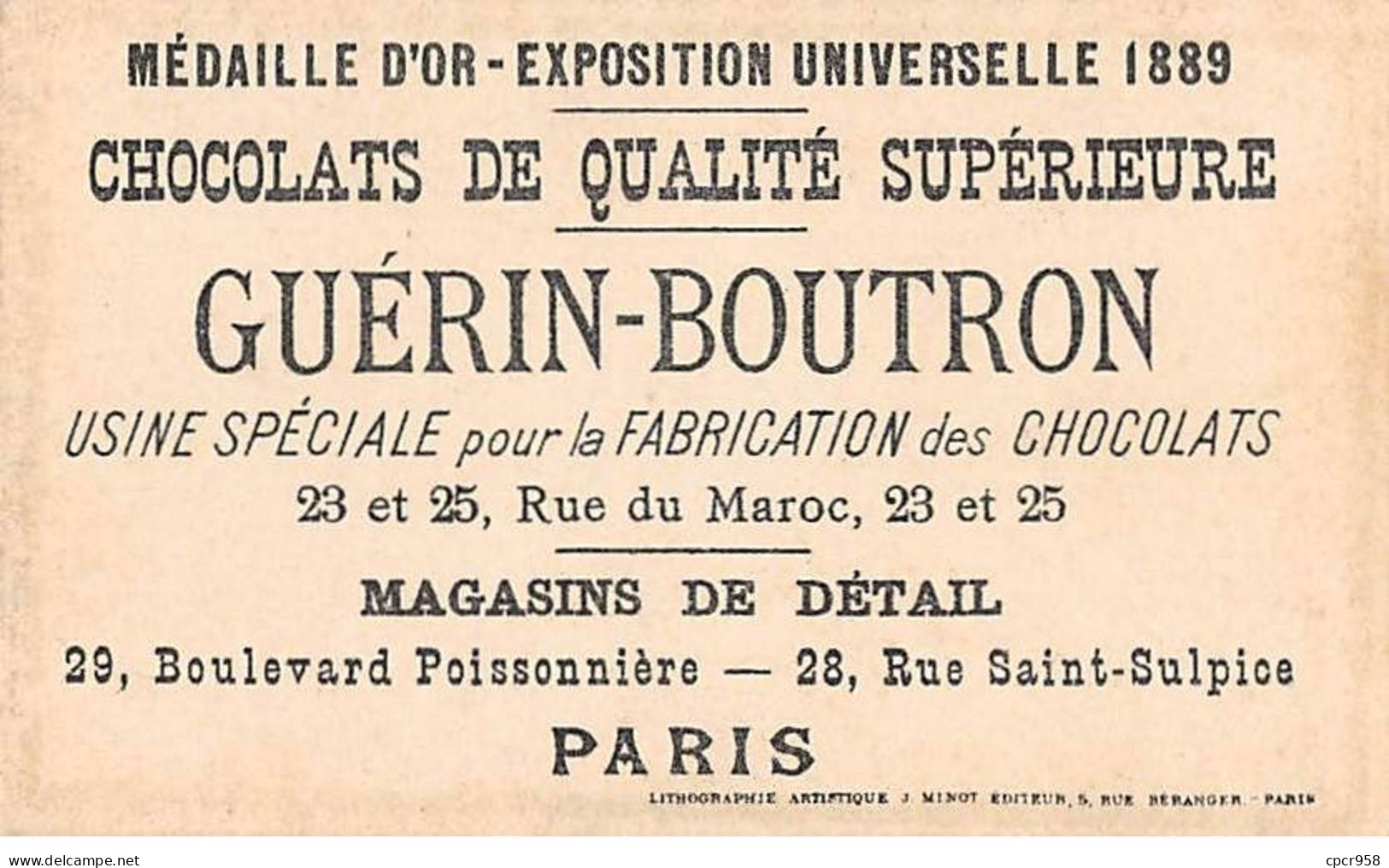 Chromos.AM15952.6x10 Cm Environ.Guérin-Boutron.Chocolat.Oui Mossieu Raoul J'ai Constaté Une Dot à Ma Poupée.... - Guérin-Boutron