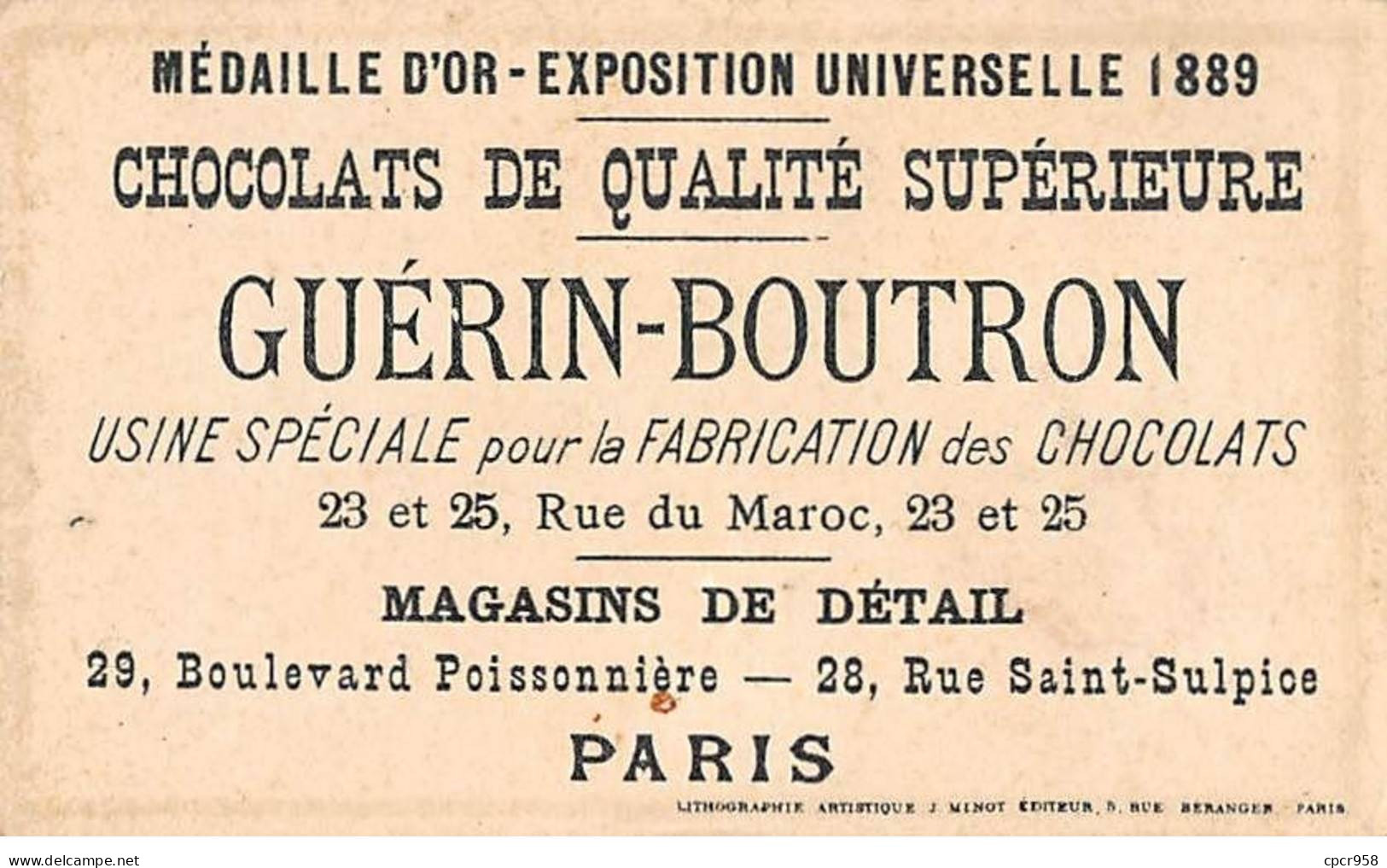 Chromos.AM15950.6x10 Cm Environ.Guérin-Boutron.Chocolat.Faut Bien Noyer Ses Chagrins Pensez Donc Brigadier.... - Guérin-Boutron