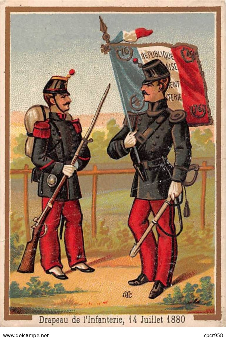 Chromos.AM15292.8x11 Cm Environ.Crêmerie.Chartraine.Drapeau De L'Infanterie, 14 Juillet 1880 - Sonstige & Ohne Zuordnung