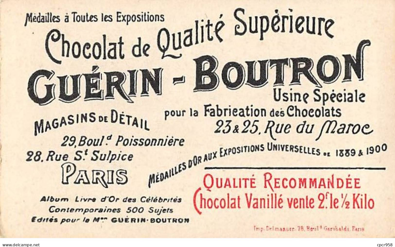 Chromos.AM15958.6x10 Cm Environ.Guérin-Boutron.Chocolat.Célébrités Contemporaines.N°216.JP Laurens.Artiste Peintre - Guérin-Boutron