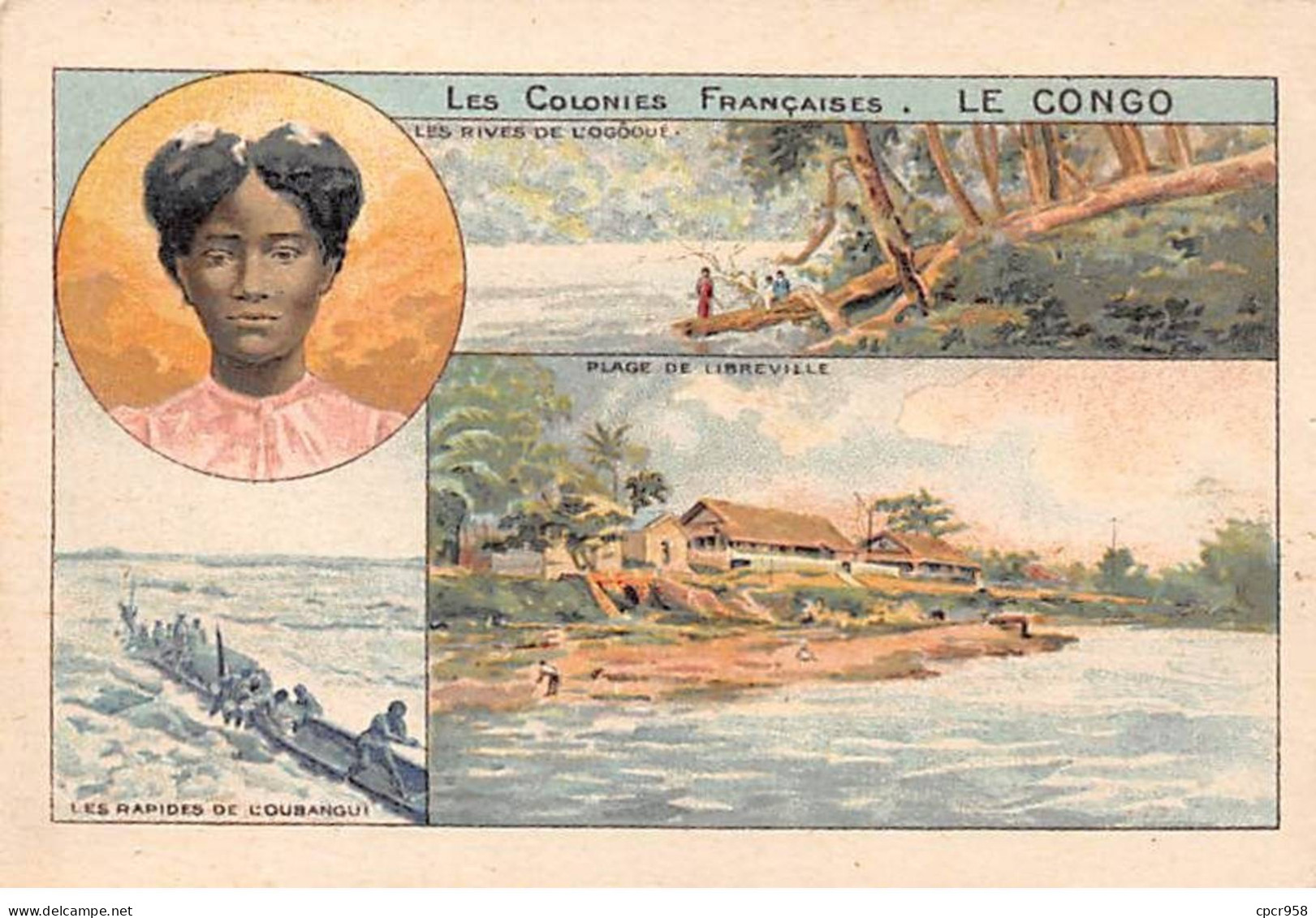 Chromos.AM16313.7x10 Cm Environ.Colonies Françaises.Le Congo.Les Rives De L'ogooue.Plage De Libreville.Rapides... - Sonstige & Ohne Zuordnung